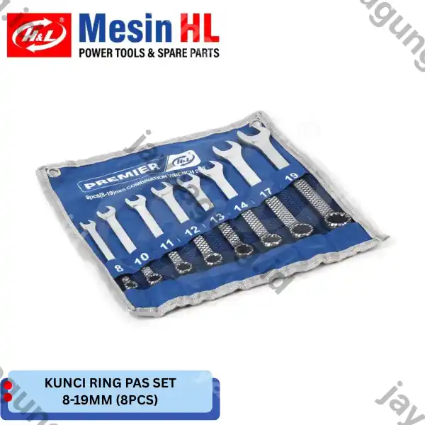 KUNCI RING PAS SET H&L PREMIER 8-19MM (8PCS) HHTC0027