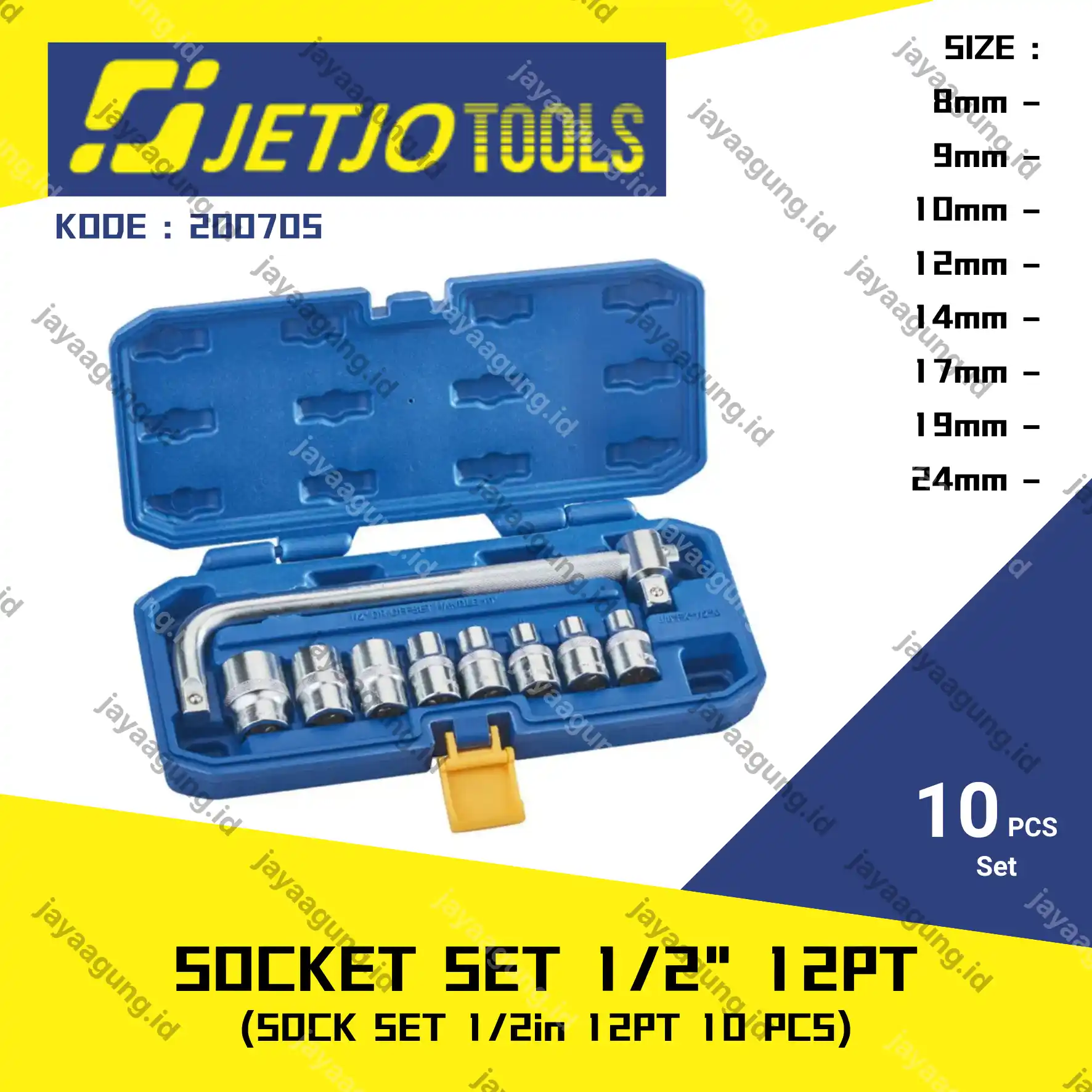 SOCK SET 1/2" 12PT JETJO 10PCS 200705