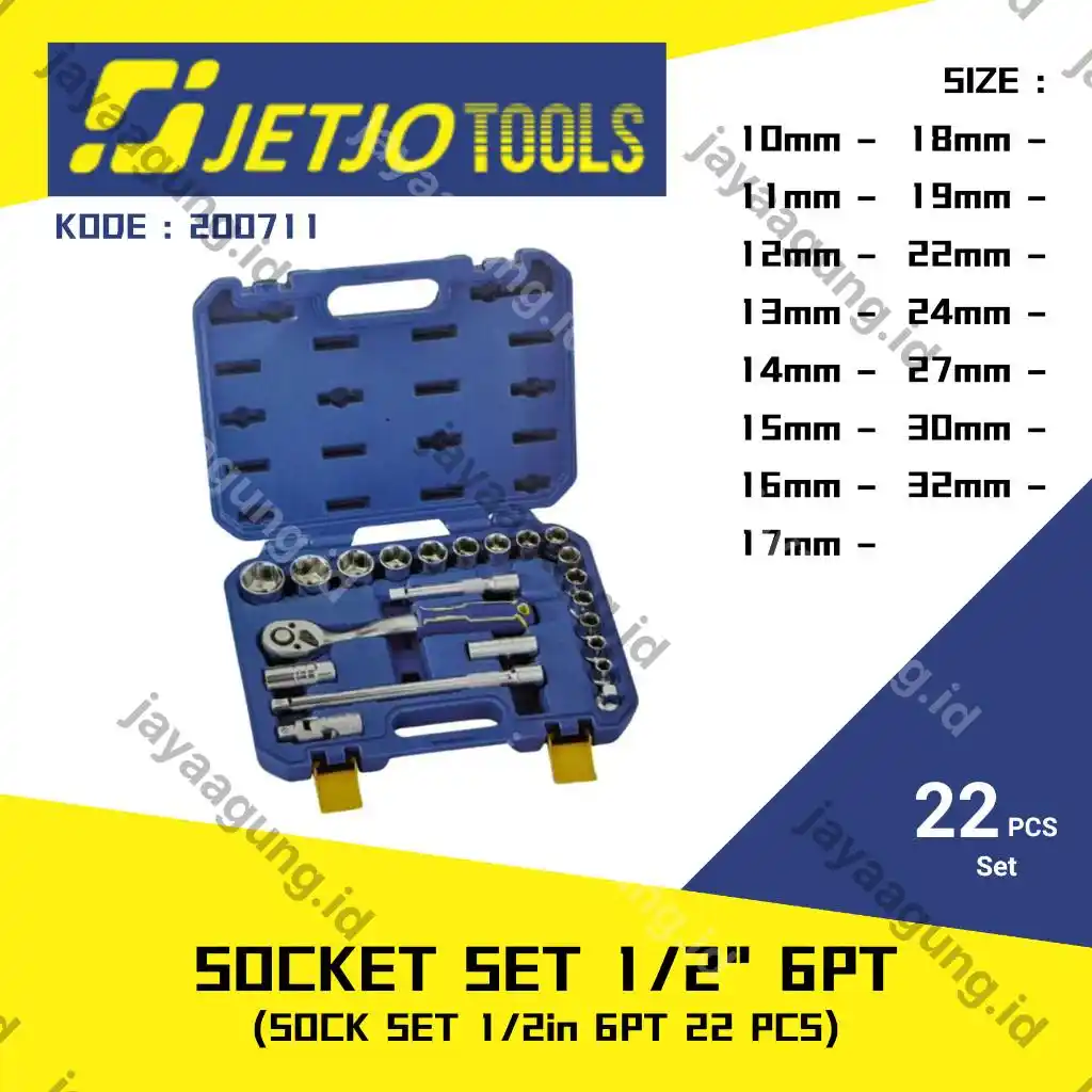 SOCK SET 1/2" 6PT JETJO 22PCS 200711