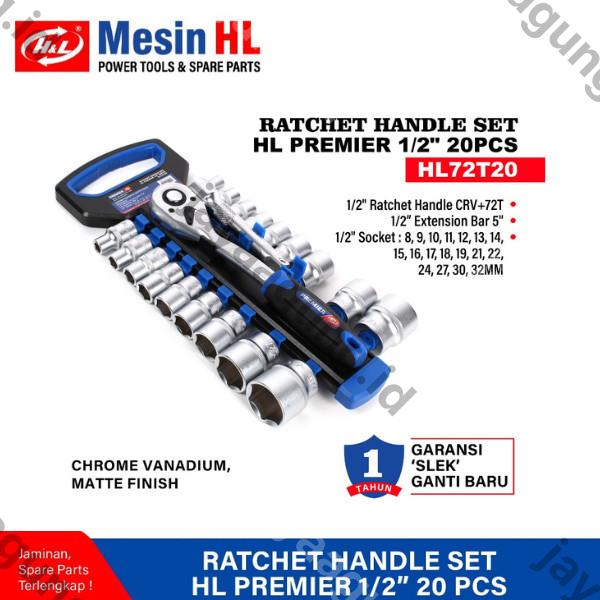 RATCHET HANDLE SET H&L 1/2" 20PCS HL72T20 (HHTR0019)