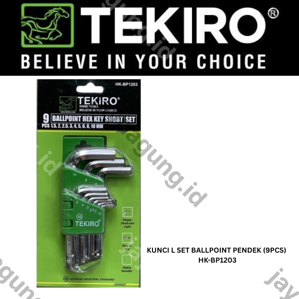 Gambar KUNCI L SET BALLPOINT PENDEK TEKIRO (9PCS) HK-BP1203 ke-2