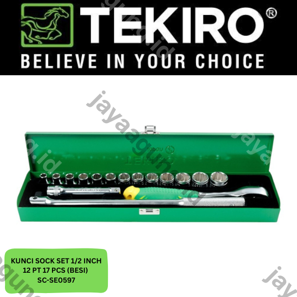 Gambar SOCK SET 1/2" TEKIRO 12PT 17PCS (BESI) ke-2