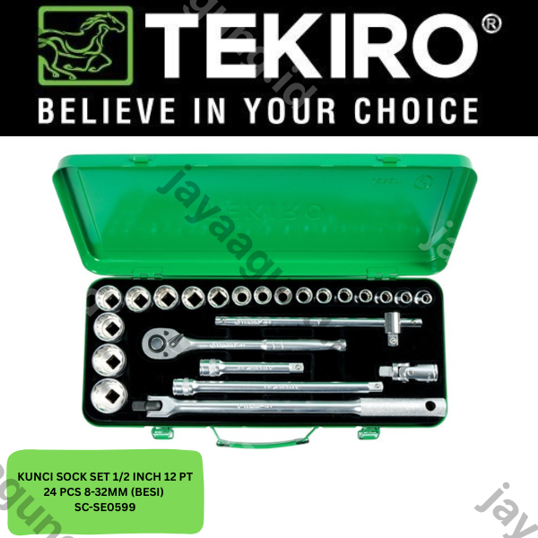 Gambar SOCK SET 1/2" TEKIRO 12PT 24PCS 8-32MM(BESI) SC-SE0599 ke-3