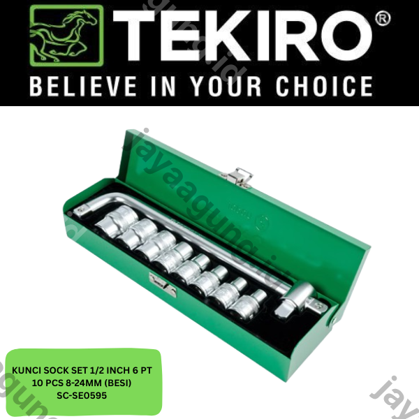 Gambar SOCK SET 1/2" TEKIRO 6PT 10PCS 8-24MM (BESI) SC-SE0595 ke-3