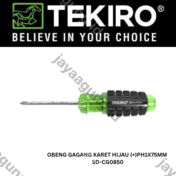 OBENG GAGANG KARET HIJAU TEKIRO(+)PH1X75MM SD-CG0850