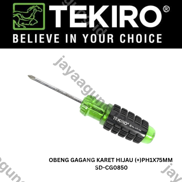 Gambar OBENG GAGANG KARET HIJAU TEKIRO(+)PH1X75MM SD-CG0850 ke-2