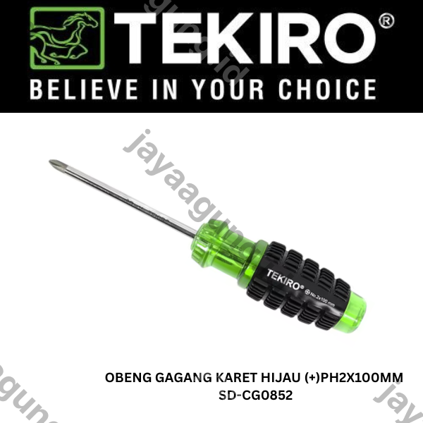 Gambar OBENG GAGANG KARET HIJAU TEKIRO(+)PH2X100MM SD-CG0852 ke-2