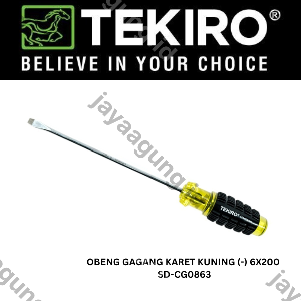 Gambar OBENG GAGANG KARET KUNING TEKIRO (-) 6X200 SD-CG0863 ke-2