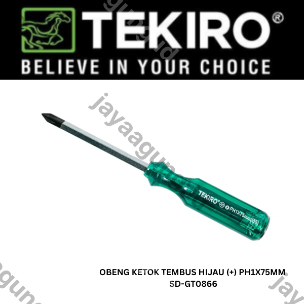 Gambar OBENG KETOK TEMBUS HIJAU TEKIRO (+) PH1X75MM SD-GT0866 ke-3