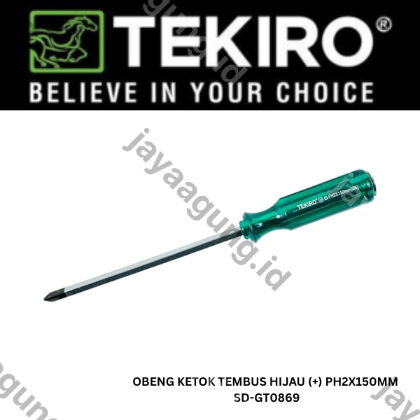 Gambar OBENG KETOK TEMBUS HIJAU TEKIRO (+) PH2X150MM SD-GT0869 ke-2