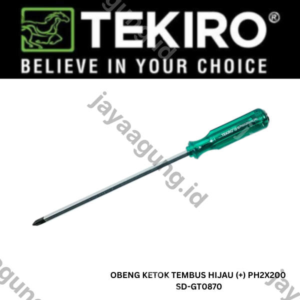 Gambar OBENG KETOK TEMBUS HIJAU TEKIRO (+) PH2X200 SD-GT0870 ke-2