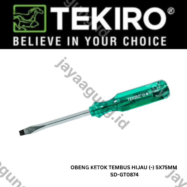 Gambar OBENG KETOK TEMBUS HIJAU TEKIRO (-) 5X75MM SD-GT0874 ke-2