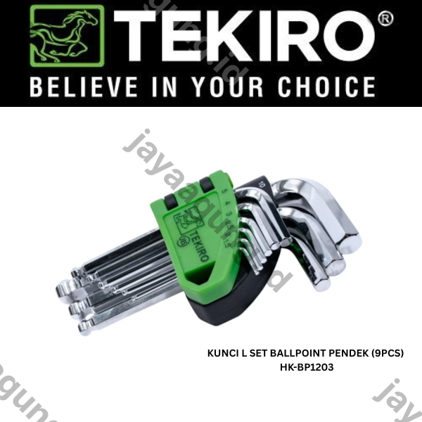 KUNCI L SET BALLPOINT PENDEK TEKIRO (9PCS) HK-BP1203