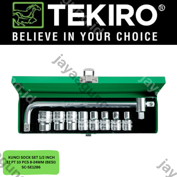 Gambar SOCK SET 1/2" TEKIRO 12PT 10PCS 8-24MM (BESI) SC-SE1286 ke-2