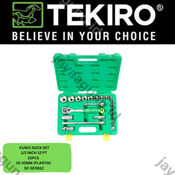Gambar SOCK SET 1/2" TEKIRO 12PT 22PCS 10-32MM (PLASTIK) SC-SE0612 ke-2