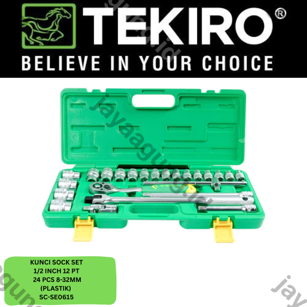 Gambar SOCK SET 1/2" TEKIRO 12PT 24PCS 8-32MM (PLASTIK) SC-SE0615 ke-2
