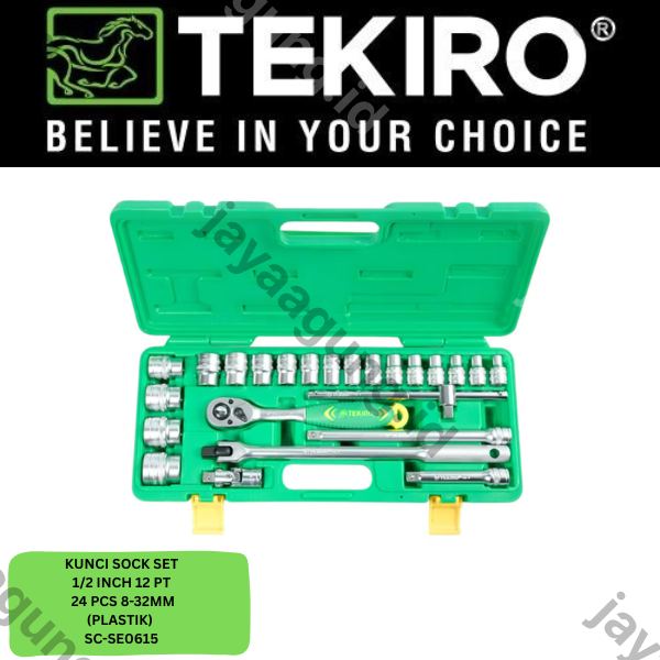 Gambar SOCK SET 1/2" TEKIRO 12PT 24PCS 8-32MM (PLASTIK) SC-SE0615 ke-3