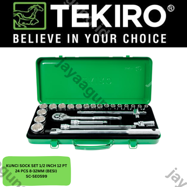 Gambar SOCK SET 1/2" TEKIRO 12PT 24PCS 8-32MM(BESI) SC-SE0599 ke-2