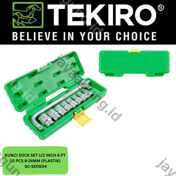 SOCK SET 1/2" TEKIRO 6PT 10PCS 8-24MM (PLASTIK) SC-SE0604