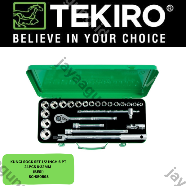 Gambar SOCK SET 1/2" TEKIRO 6PT 24PCS 8-32MM (BESI) SC-SE0598 ke-3
