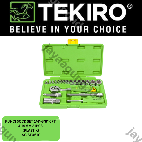 Gambar SOCK SET 1/4''-3/8'' TEKIRO 6PT 21PCS 4-19MM(PLASTIK) SC-SE0610 ke-2